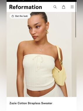 Reformation Cream Strapless Cotton Knit Crop Top